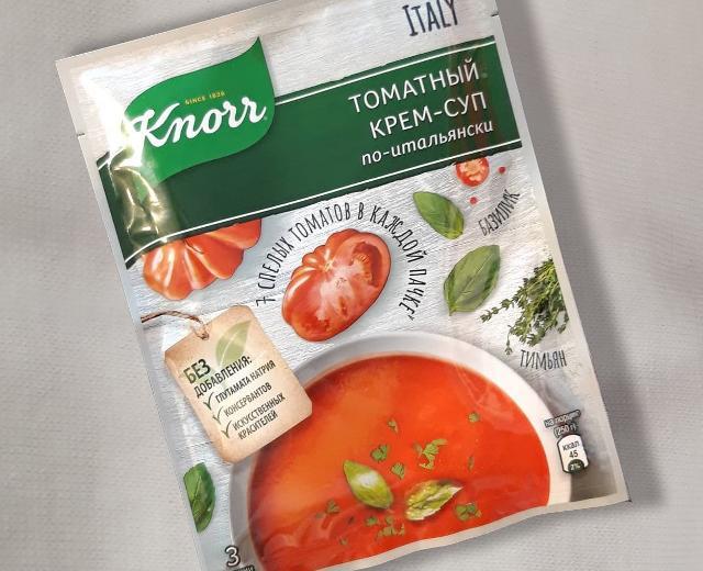 Фото - суп томатный с сухариками Чашка супа по-итальянски Knorr