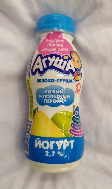 Фото - Йогурт питьевой 2.7% яблоко груша Агуша