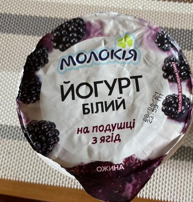 Фото - йогурт 5.7% белый на подушке из ягод Ежевика Молокія