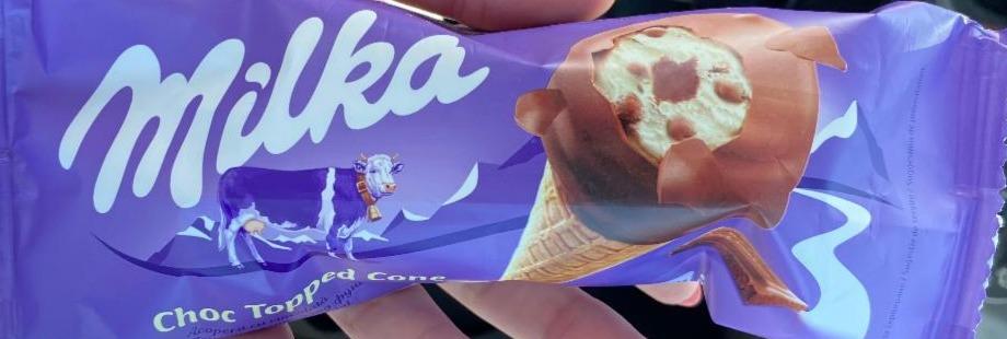 Фото - мороженое рожок с шоколадкой глазурью Milka