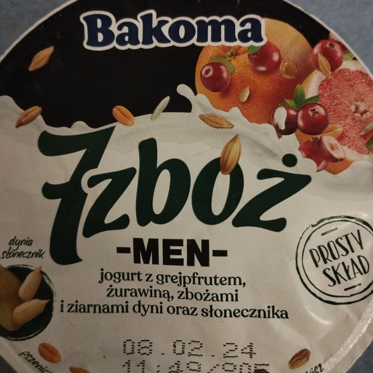 Фото - Йогурт 7 zbóż men Yoghurt with Grapefruit Cranberry and Cereal Bakoma