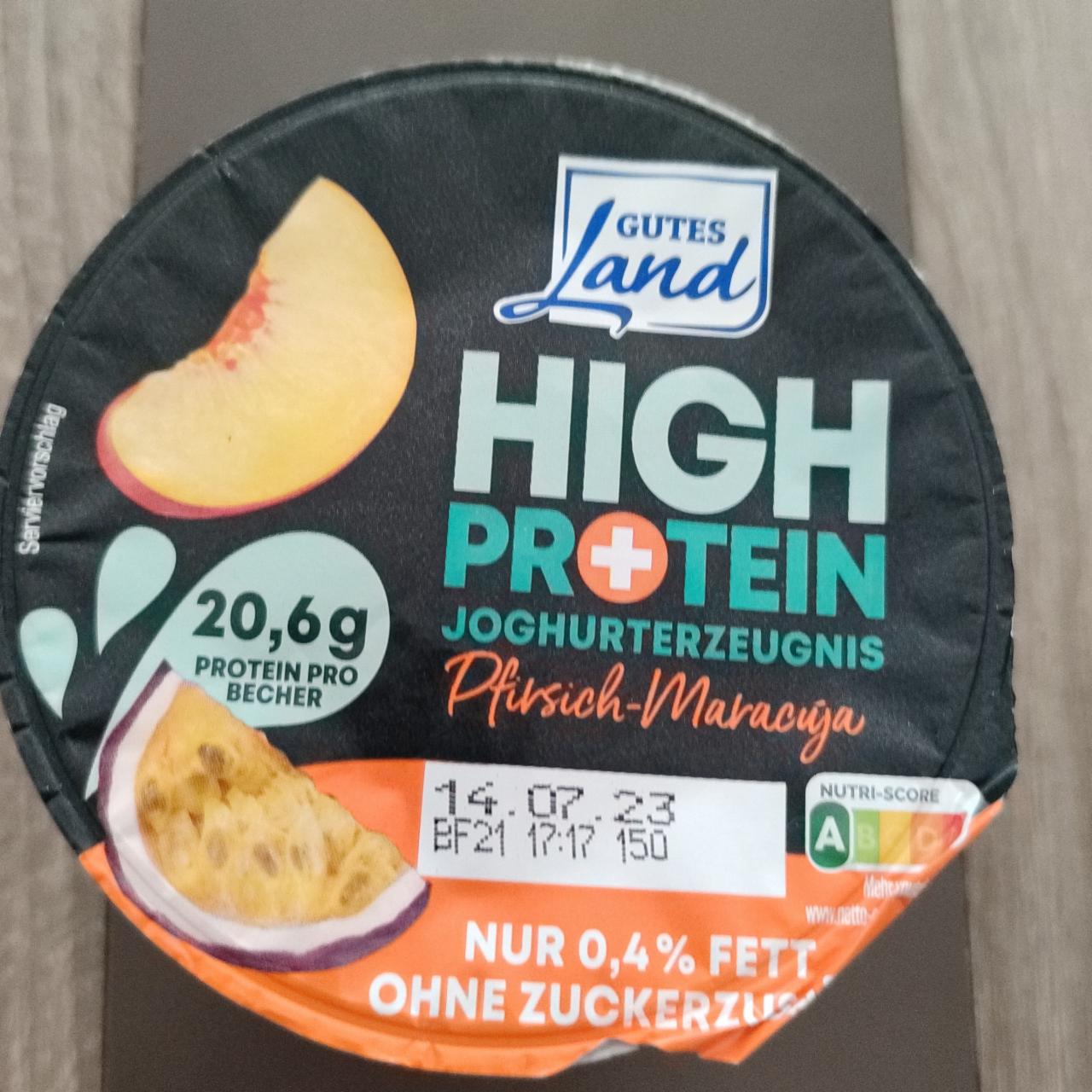 Фото - Йогурт протеиновый персик маракуйя High Protein joghurterzeugnis Pfirsich-Maracuja Gutes Land