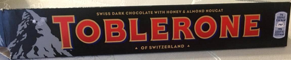 Фото - Шоколад швейцарский темный с медово-миндальной нугой Toblerone