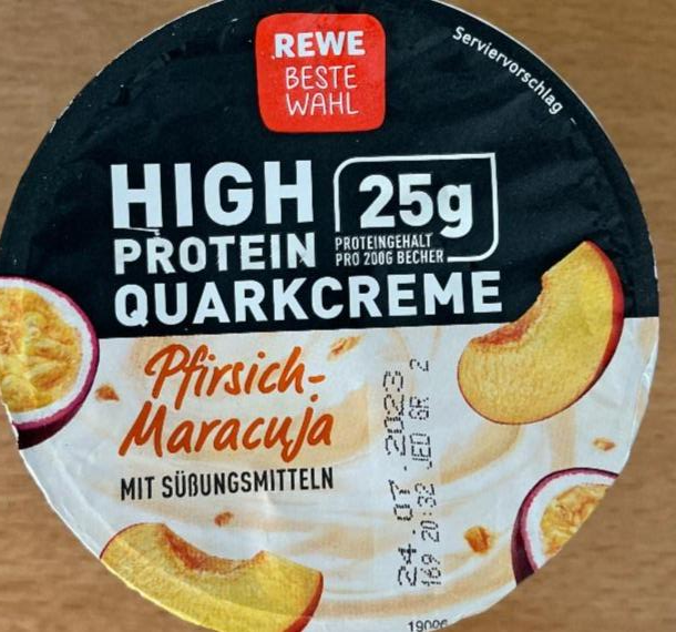 Фото - творожок протеиновый с персиком и маракуйей High Protein Quarkcreme Rewe