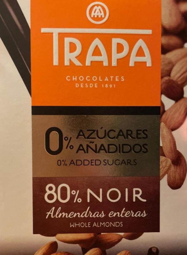 Фото - Шоколад черный 80% с минадалем без сахара Trapa