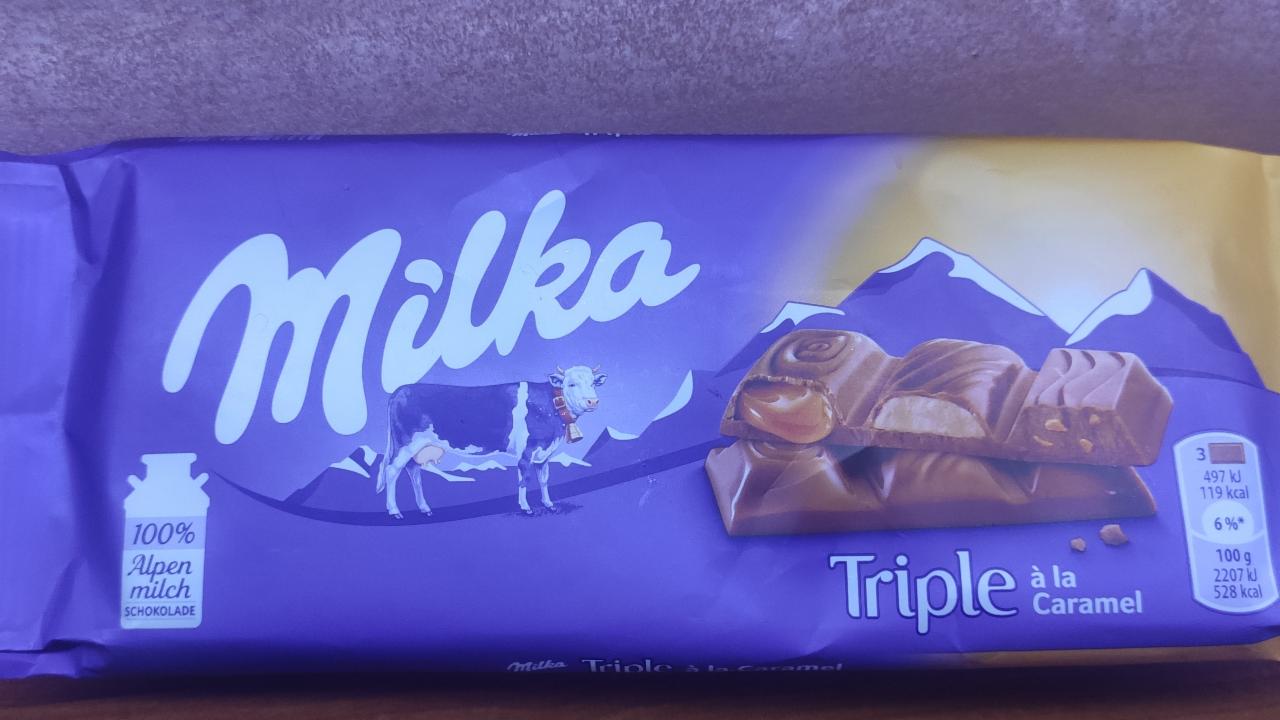 Фото - шоколад молочный с 3 начинками triple à la Caramel Milka