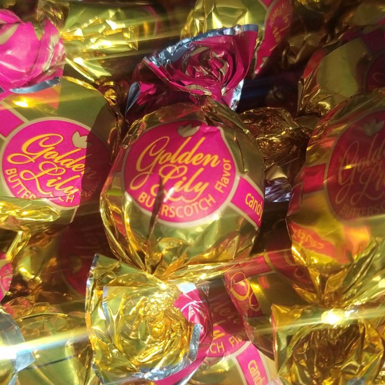 Фото - конфеты Золотая Лилия со вкусом баттерскотч GOLDEN LILY toffee candy Konti Butterscotch flavor