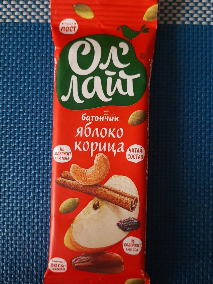 Фото - Фруктово-ореховый батончик яблоко и корица Ол'Лайт