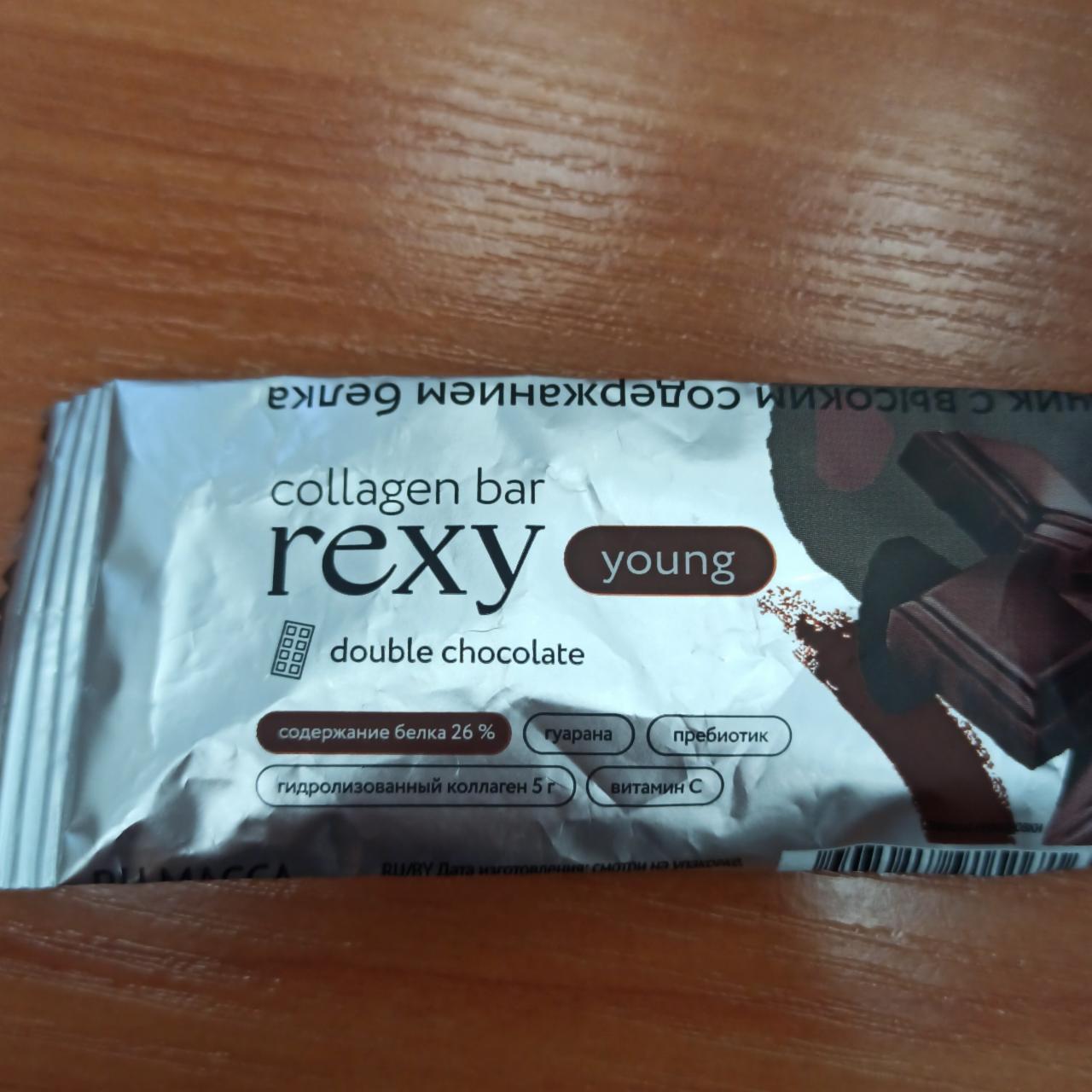Фото - Collagen bar double chocolate батончик с коллагеном двойной шоколад Rexy