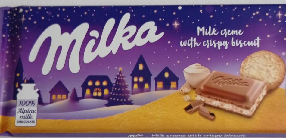Фото - Шоколад milk creme with crispy biscuit Милка Milka