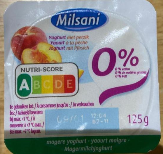 Фото - йогурт с персиком 0% Milsani
