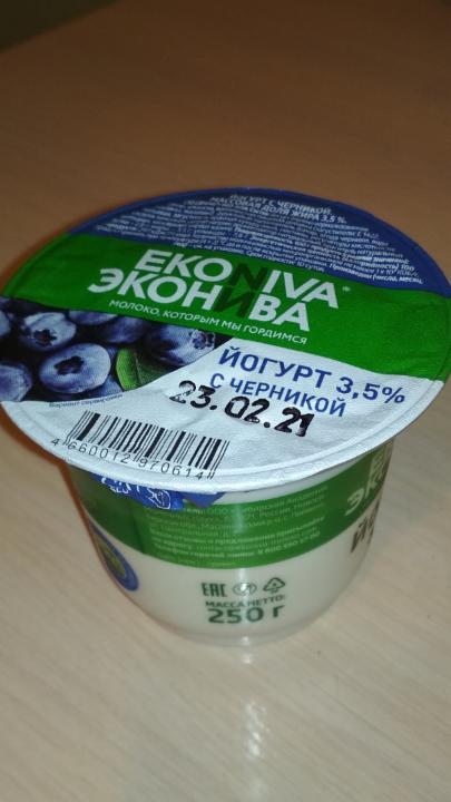 Фото - Йогурт с черникой 3.5% Эконива