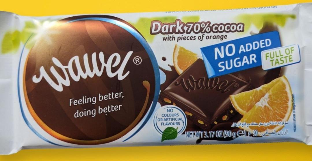 Фото - Шоколад черный 70% без сахара с кусочками апельсина Wawel
