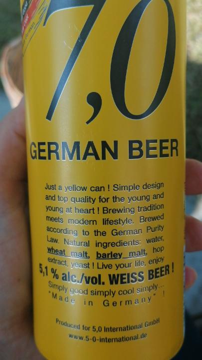 Фото - Пиво 7.0 Джеман Бир Вайсбир светлое пшеничное нефильтрованное German Beer