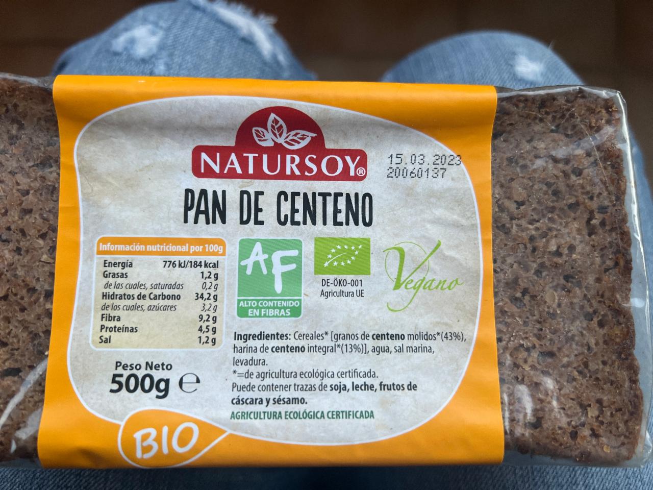 Фото - Хлеб ржаной цельный Pan De Centeno Natursoy