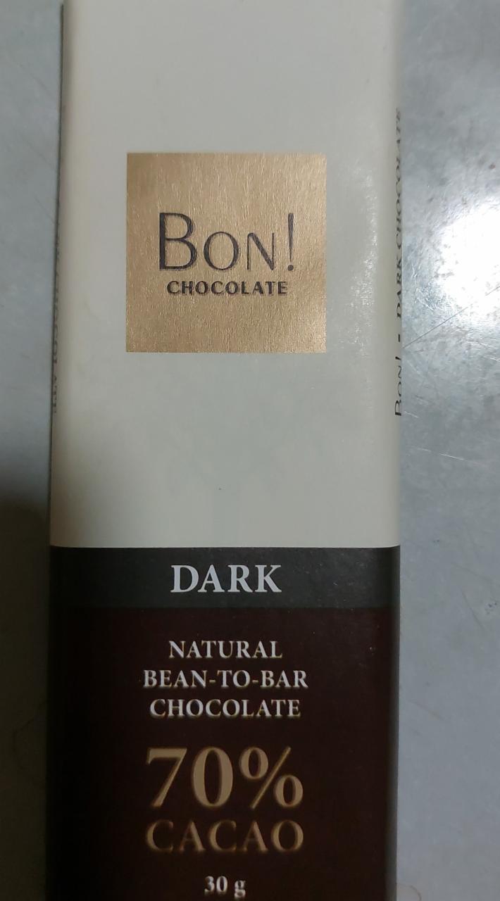 Фото - Chocolate dark natural bean to bar 70% Bon!