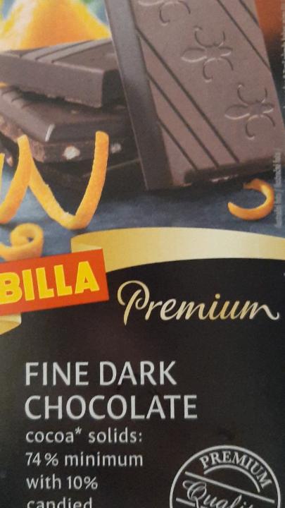 Фото - Шоколад черный 75% с апельсиновой цедрой Fine Dark Chocolate Billa Premium