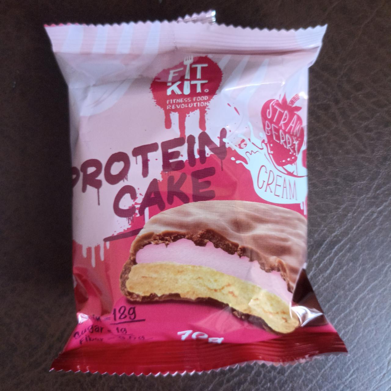 Фото - Печенье глазированное со вкусом клубники со сливками Protein Cake Fit Kit