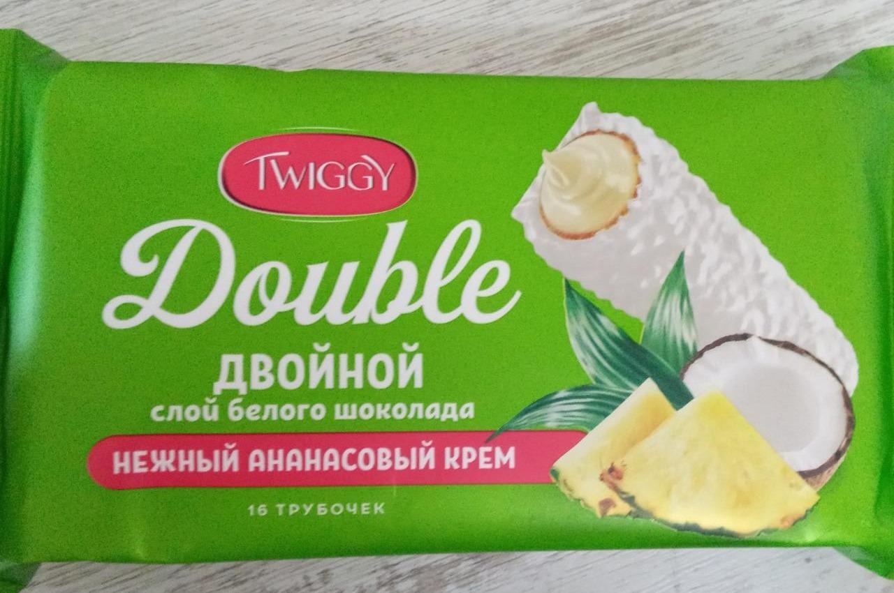 Фото - Вафельные трубочки Double с кокосом и ананасом в белом шоколаде Twiggy