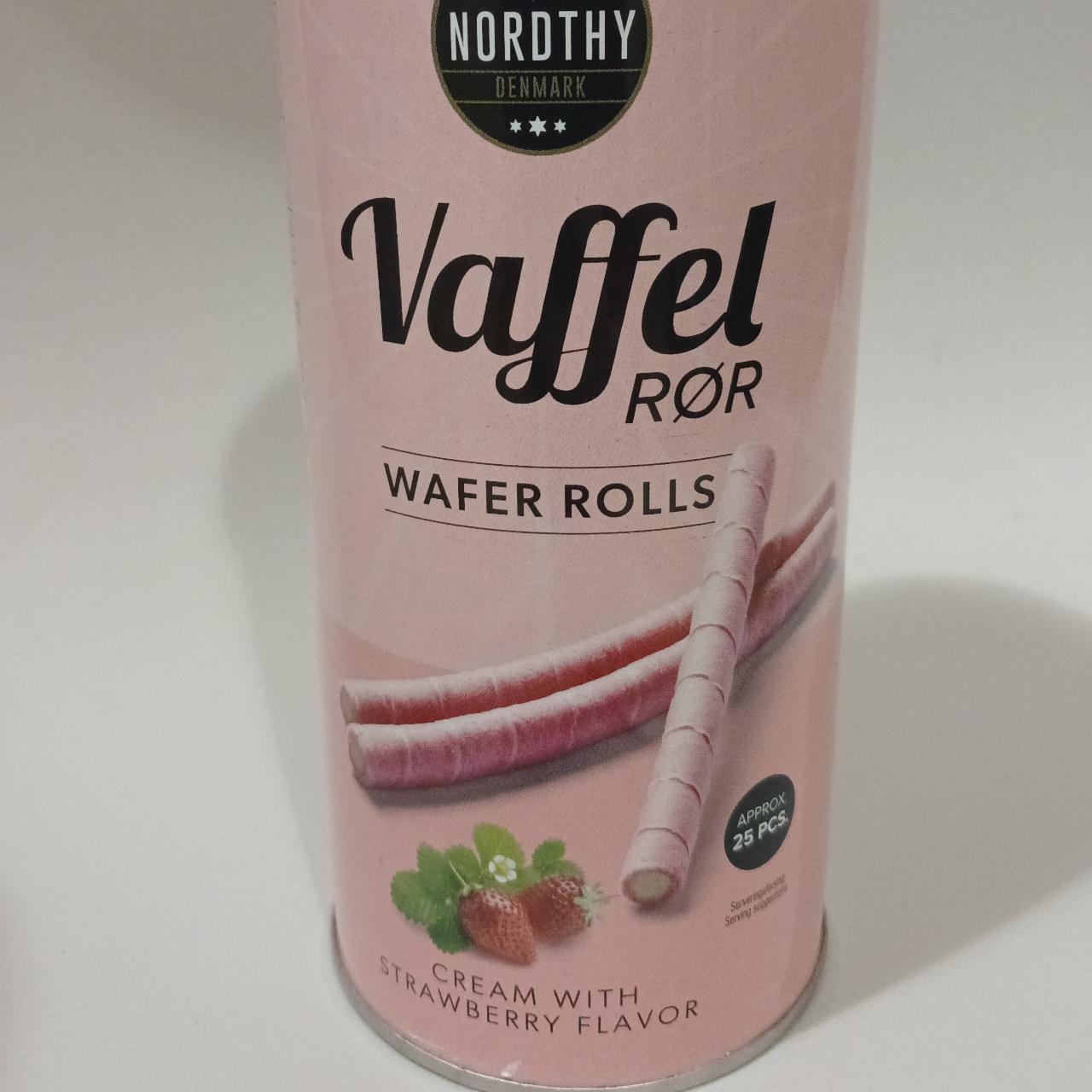 Фото - Vaffel rør wafel rolls cream with strawberry flavor Nordthy