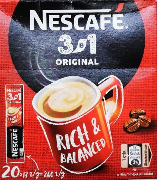 Фото - Напиток кофейный растворимый 3в1 Original Nescafe