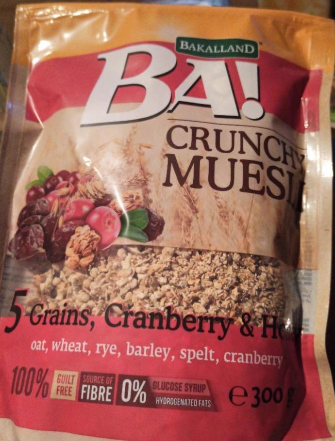 Фото - Ba! Crunchy Muesli 5 Grains, Cranberry & Honey Bakalland
