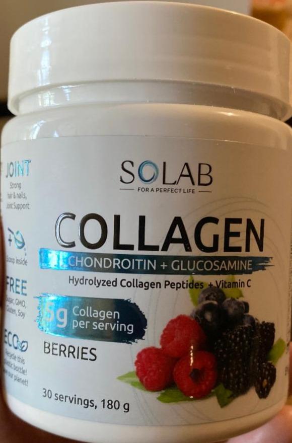 Фото - Collagen Коллаген с витамином С, хондроитином и глюкозамином вкус лесные ягоды Solab