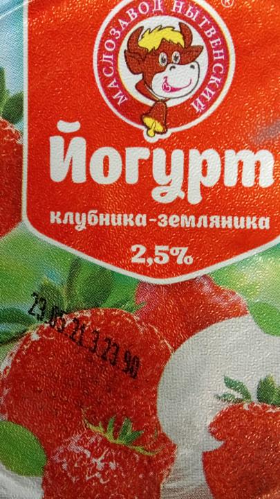 Фото - Йогурт фруктово-ягодный клубника-земляника 2.5% Нытвенский маслозавод