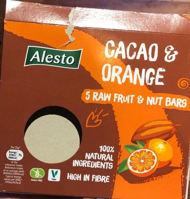 Фото - фруктово-ореховые батончики какао-апельсин Alesto