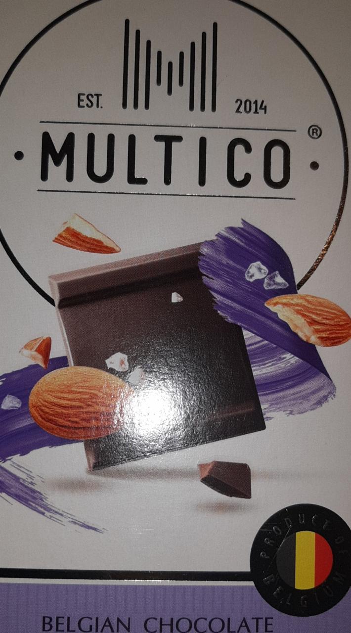 Фото - Шоколад черный 57% с кусочками миндаля и морской солью Multico