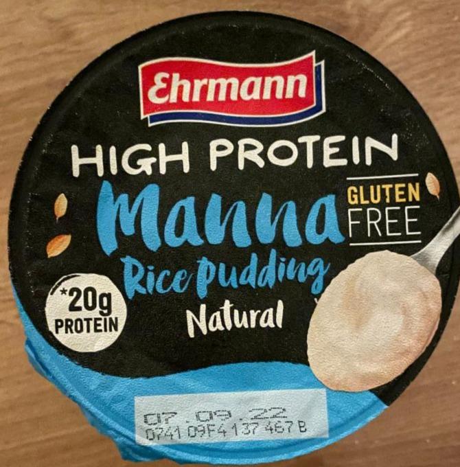 Фото - High Protein Manna Rice Pudding Natural Ehrmann
