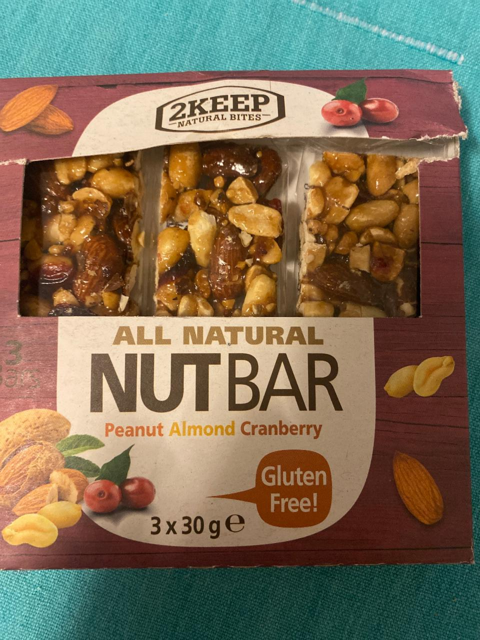 Фото - Батончики ореховые арахис-мигдаль All Natural Nut Bar 2Keep