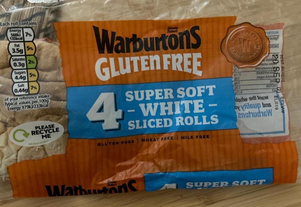 Фото - Gluten free 4 super soft white sliced rolls Warburtons