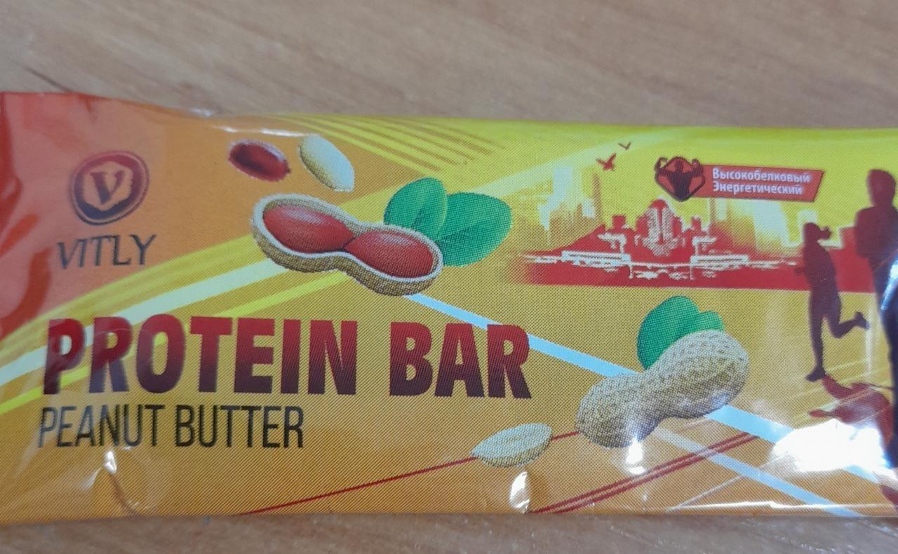 Фото - Протеиновый батончик peanut butter protein energy bar Vitly