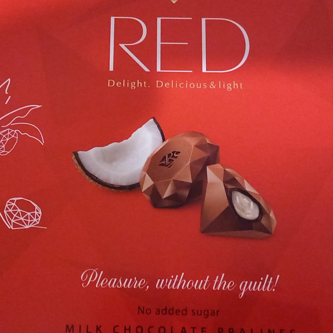 Фото - Delight конфеты из молочного шоколада с кокосовой начинкой с пониженной калорийностью RED