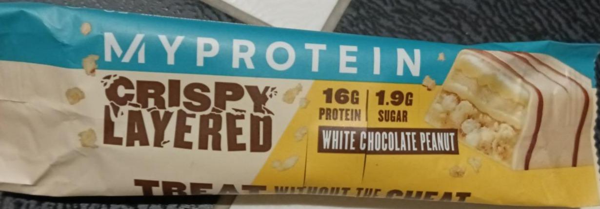 Фото - Протеиновый батончик Crispy Layered white chocolate peanut MyProtein