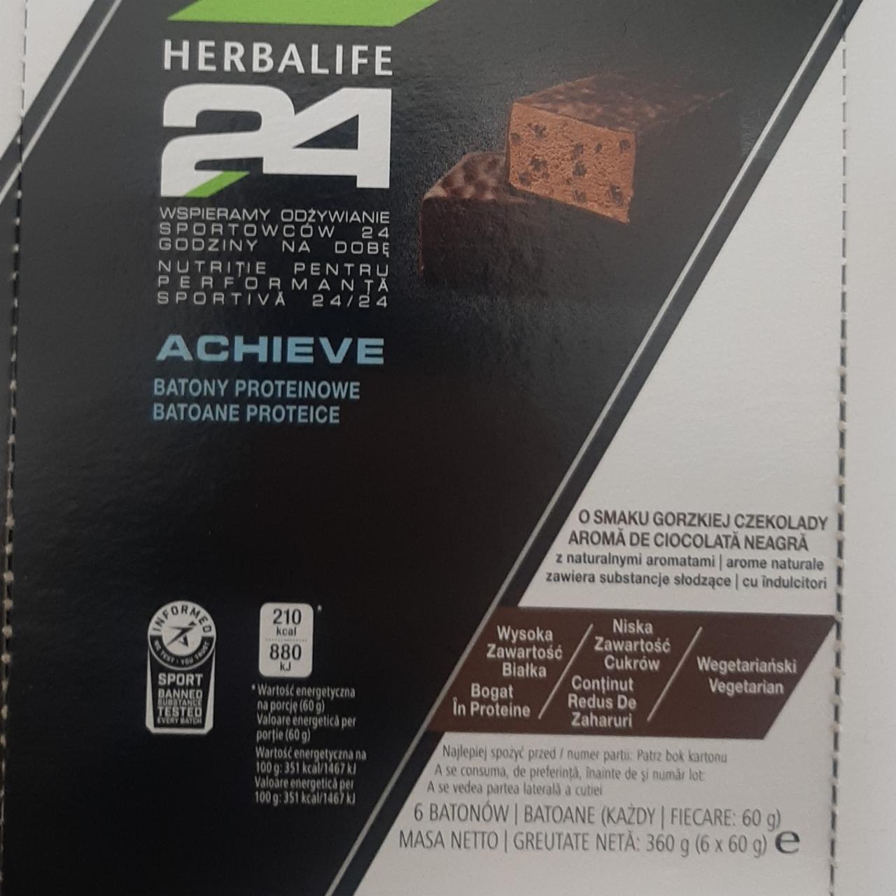 Фото - Протеиновый батончик Protein bar 24 Achieve Dark chocolate flavour Herbalife