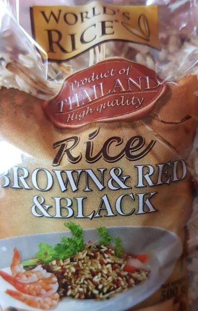 Фото - смесь риса нешлифованного, красного и черного World's rice