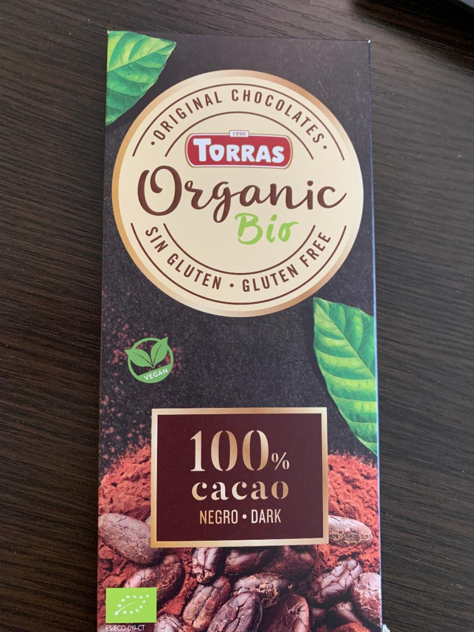 Фото - Шоколад черный 100% какао Bio Organic Torras