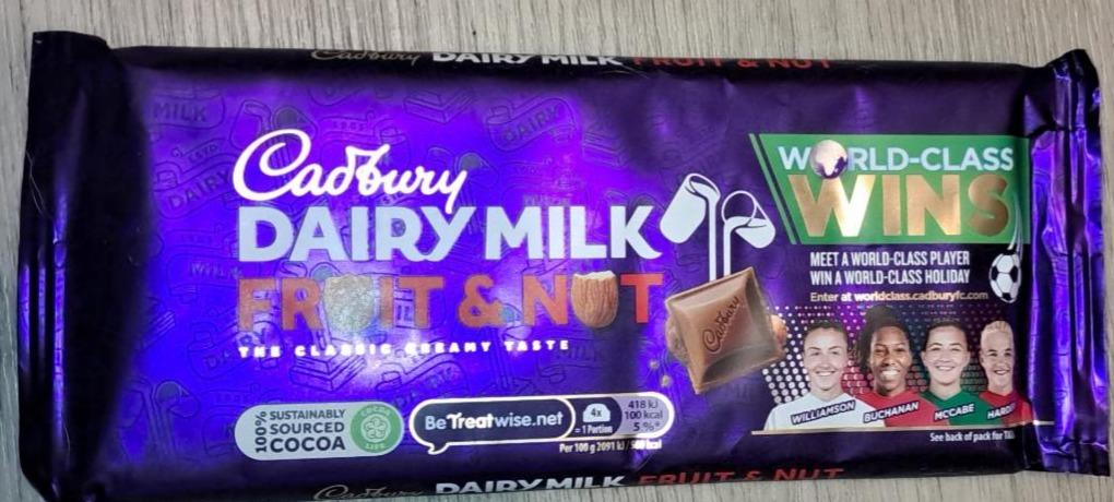 Фото - Dairy Milk Fruit & Nut Chocolate Bar Cadbury
