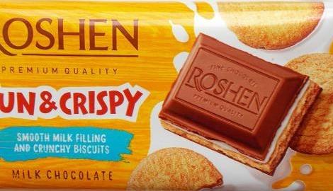 Фото - молочный шоколад Fun & Crispy с молочной начинкой и печеньем Roshen