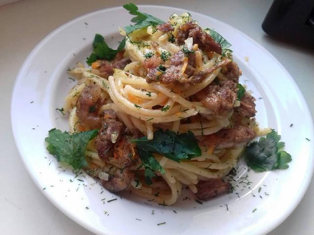 Фото - паста спагетти с говяжьим фаршем