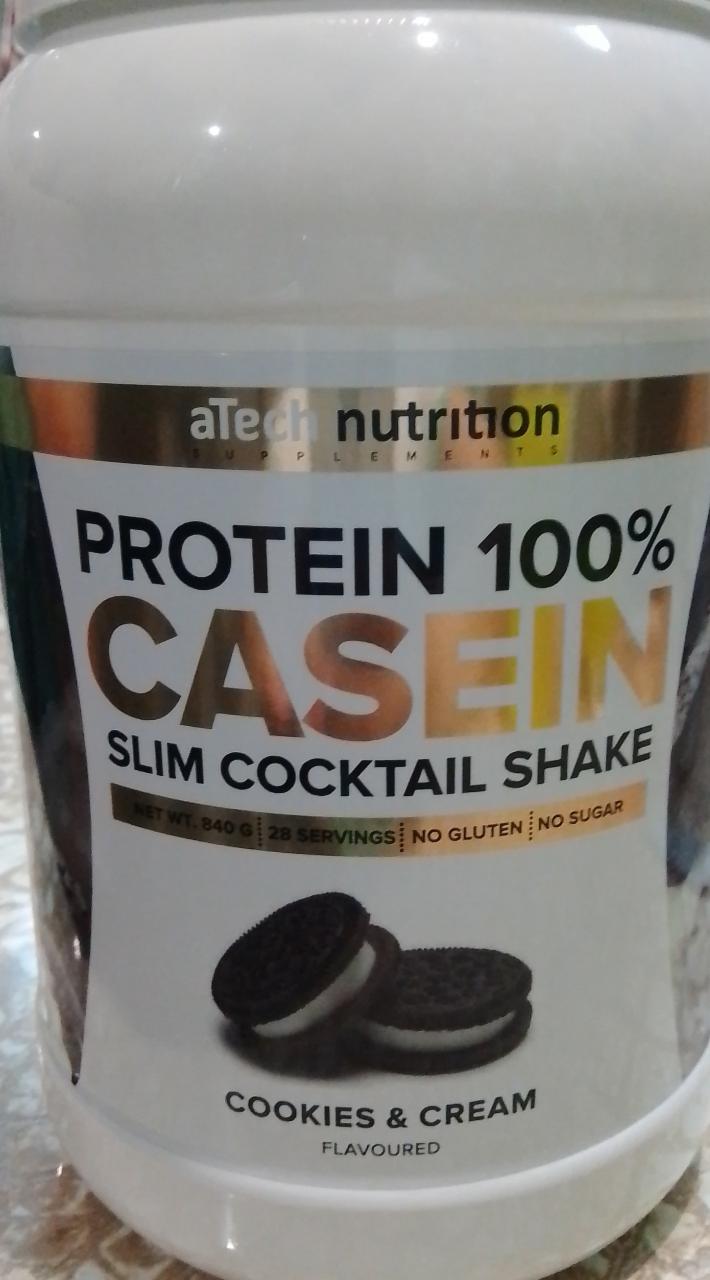 Фото - Протеин со вкусом печенье сливки Casein Protein cookies&cream aTech nutrition