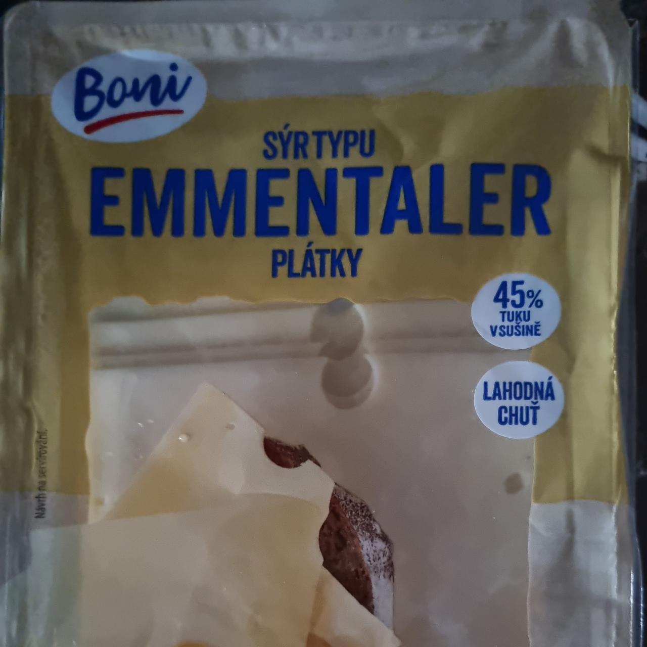 Фото - Sýr typu Emmentaler plátky 45% Boni