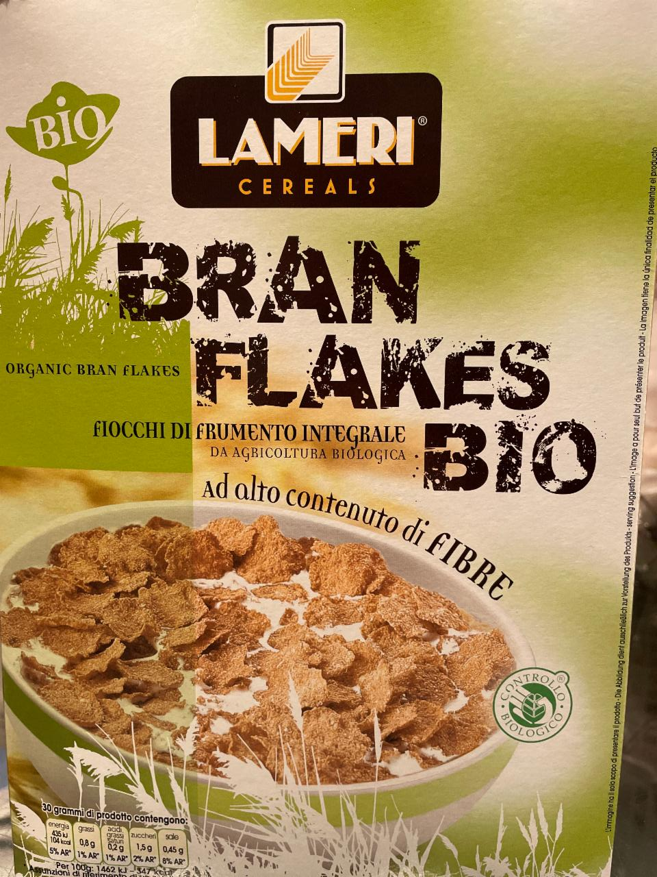 Фото - Хлопья cereals bran flakes bio organic с отрубями Lameri