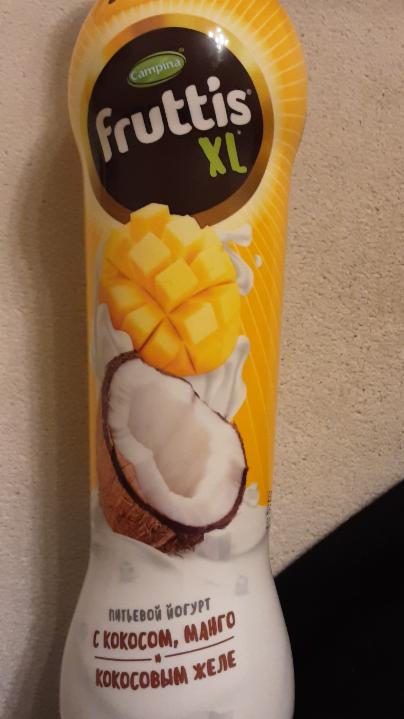 Фото - йогурт питьевой с кокосом, манго и кокосовым желе Fruttis XL