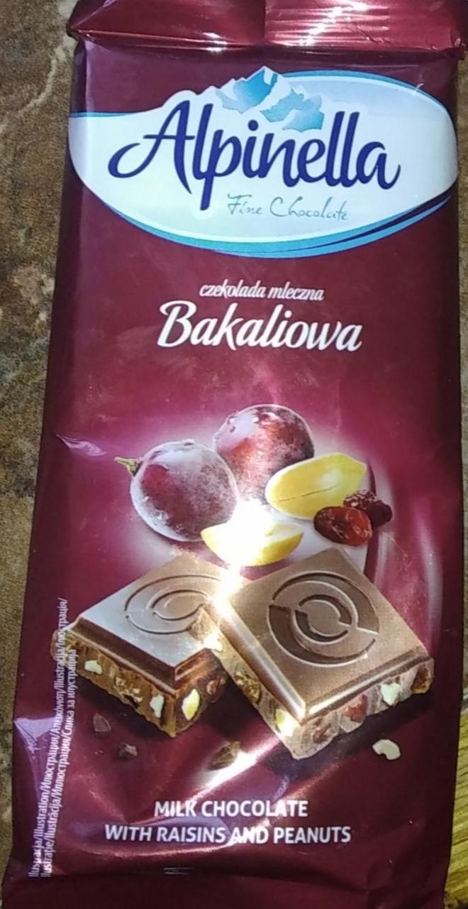 Фото - Молочный шоколад Bakaliowa с арахисом и изюмом Alpinella