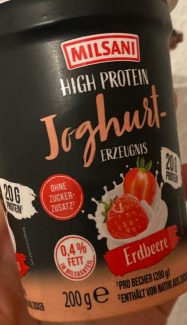 Фото - Йогурт 0.4% клубничный с высоким содержанием протеина Milsani
