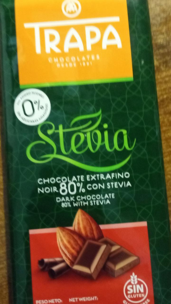 Фото - Шоколад черный 80% без сахара с подсластителем Stevia Trapa