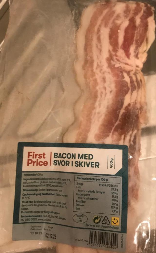 Фото - Bacon med svor i skiver First Price